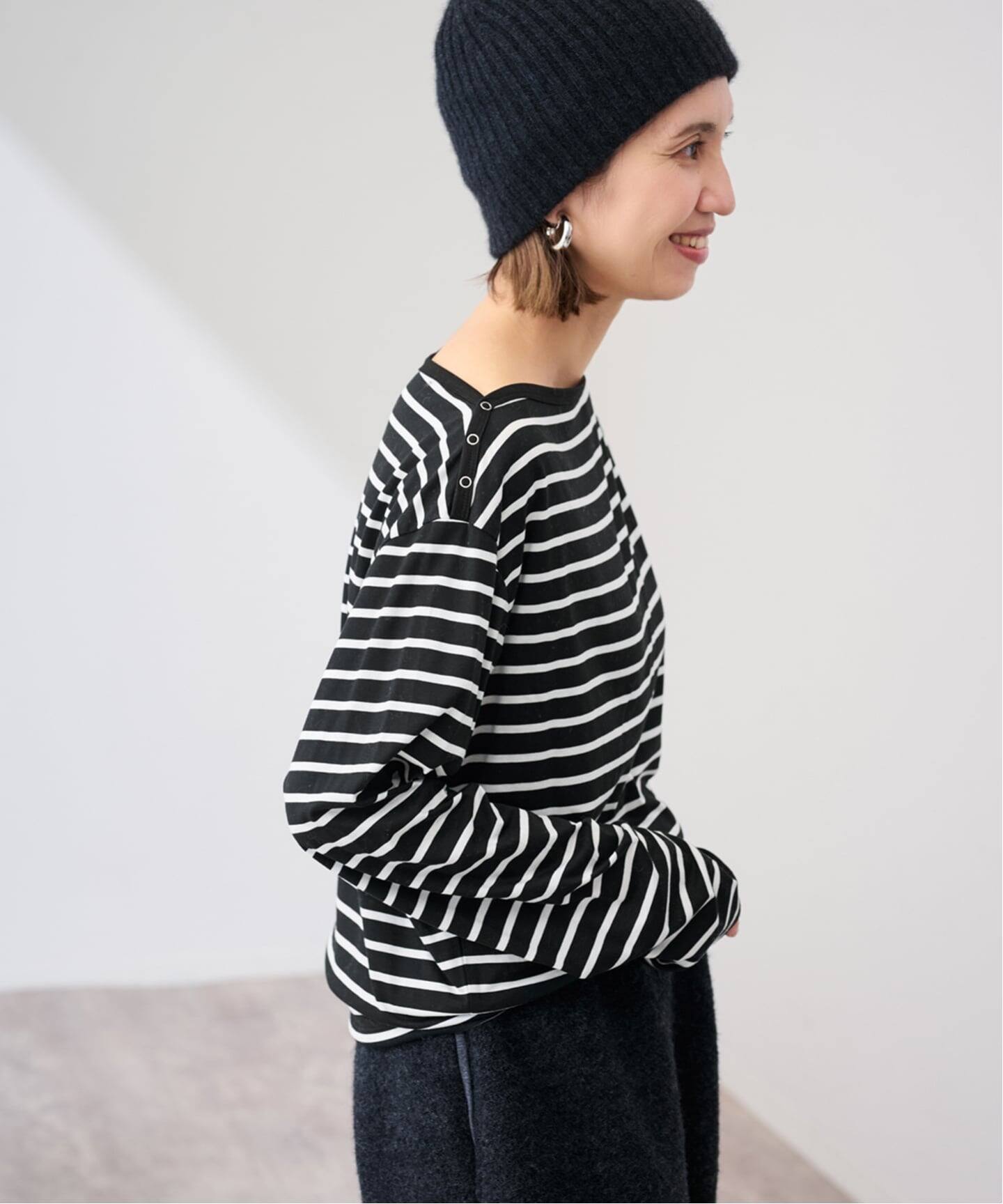 ショルダースナップボーダーTee（Tシャツ／カットソー）｜FRAMeWORK