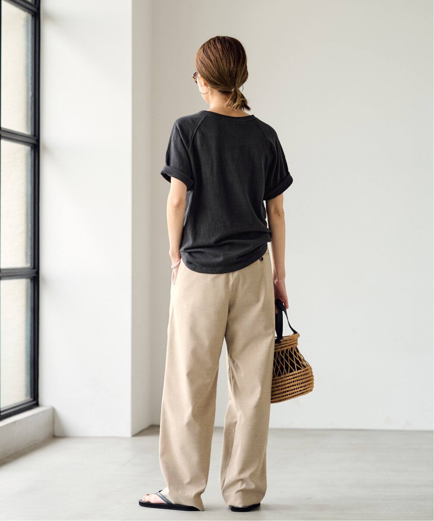 【FRAMeWORK】スラブ天竺ラグランTEE ブラック フリー FRAMeWORK tシャツ 「追加」スラブ天竺ラグランTEE レディース