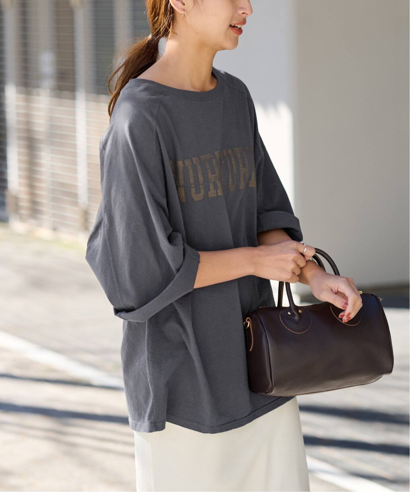 FRAMeWORK ハーフスリーブロゴTEE（グレー） ≪WEB限定≫NEWハーフスリーブロゴTEE（Tシャツ／カットソー