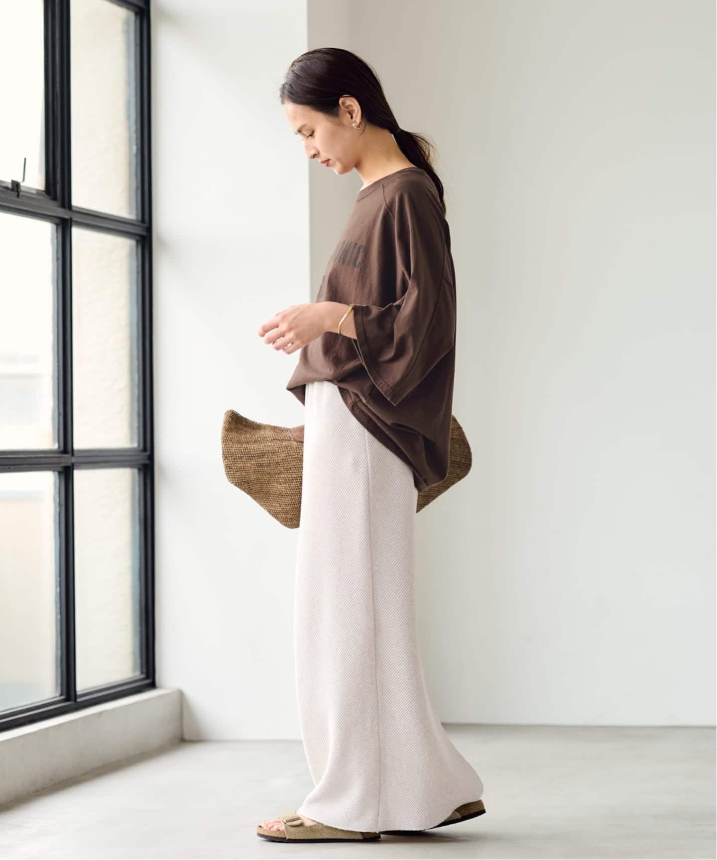 FRAMeWORK NEW ハーフスリーブロゴ　T ［ブラウン］未使用 FRAMeWORK（フレームワーク）の「ロゴプリントハーフスリーブT