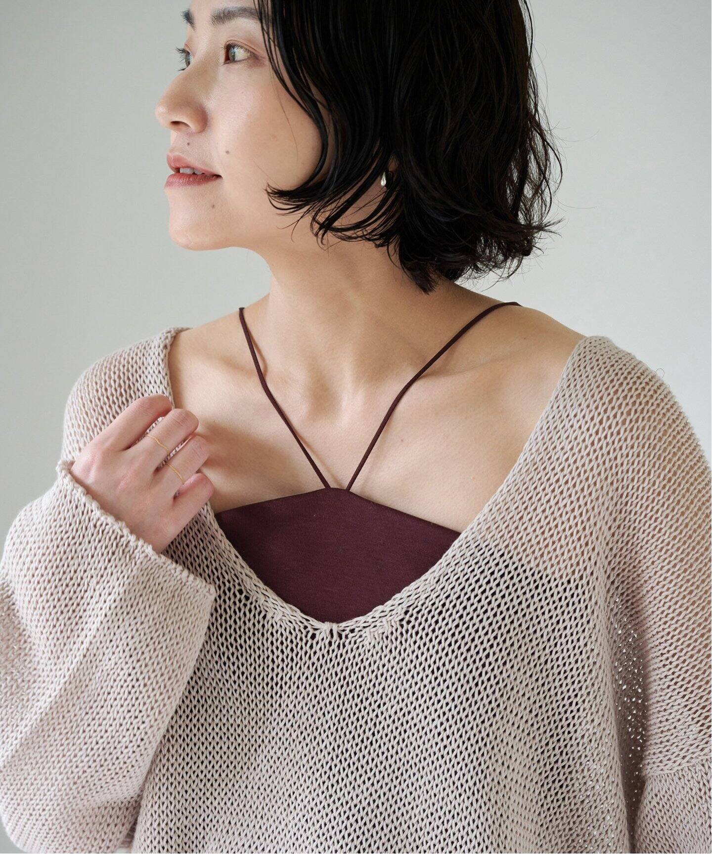 FRAMeWORK×EMILY WEEK Vラインクロップドブラキャミソール（カップ付き 