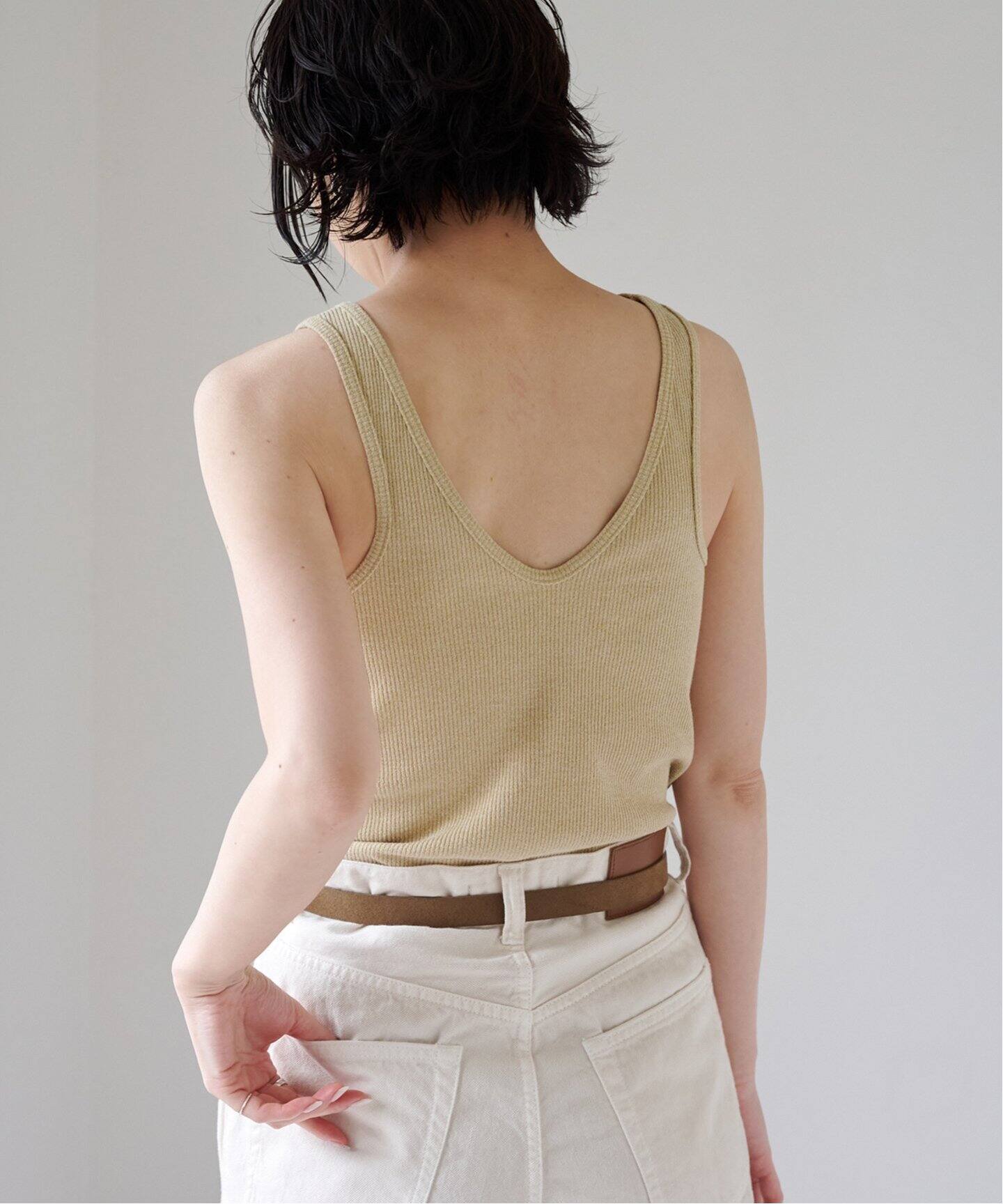FRAMeWORK×EMILY WEEK メランジブークレリブタンクトップ（カップ付き 