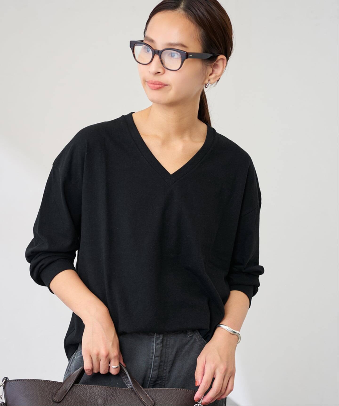 ラフィー天竺Vネックプルオーバー（Tシャツ／カットソー）｜FRAMeWORK