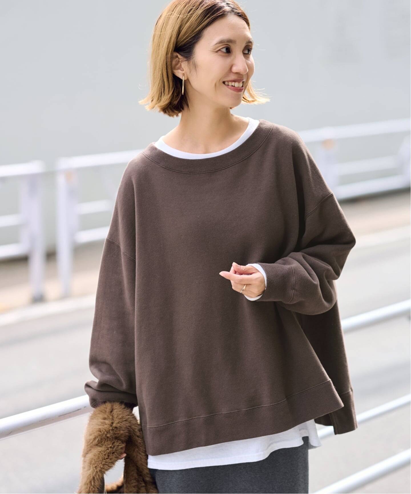 FRAMeWORK ボートネックワイドスウェット ブラック ボートネックワイドスウェット（スウェット）｜FRAMeWORK（フレーム