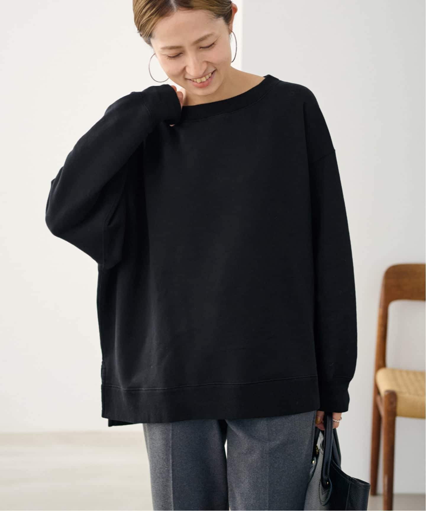 FRAMeWORK ボートネックワイドスウェット ブラック ≪一部カラーWEB限定 / 追加≫ボートネックワイドスウェット 3