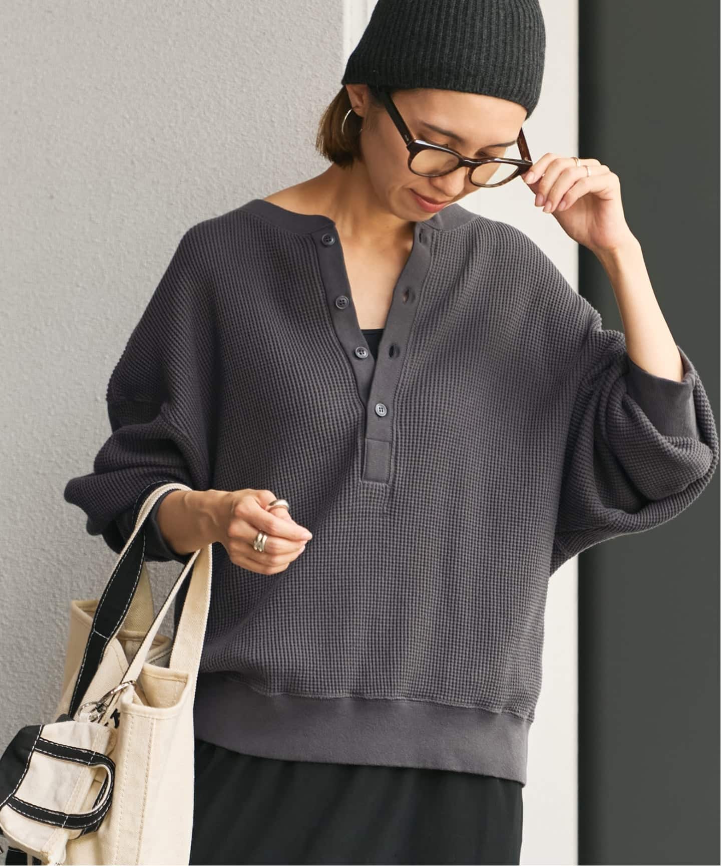 【美品】FRAMeWORK （フレームワーク）ワッフルヘンリープルオーバー ≪追加≫ワッフルヘンリープルオーバー（Tシャツ／カットソー