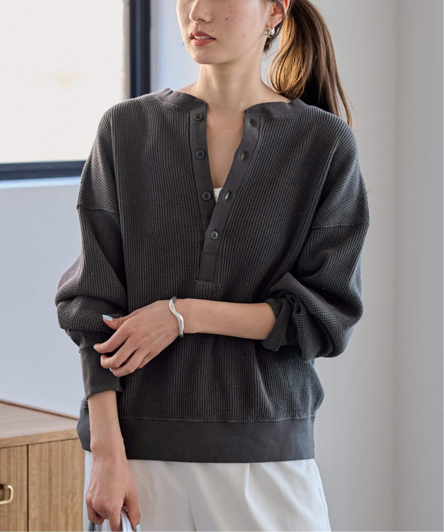 【美品】FRAMeWORK （フレームワーク）ワッフルヘンリープルオーバー ≪追加≫ワッフルヘンリープルオーバー（Tシャツ／カットソー