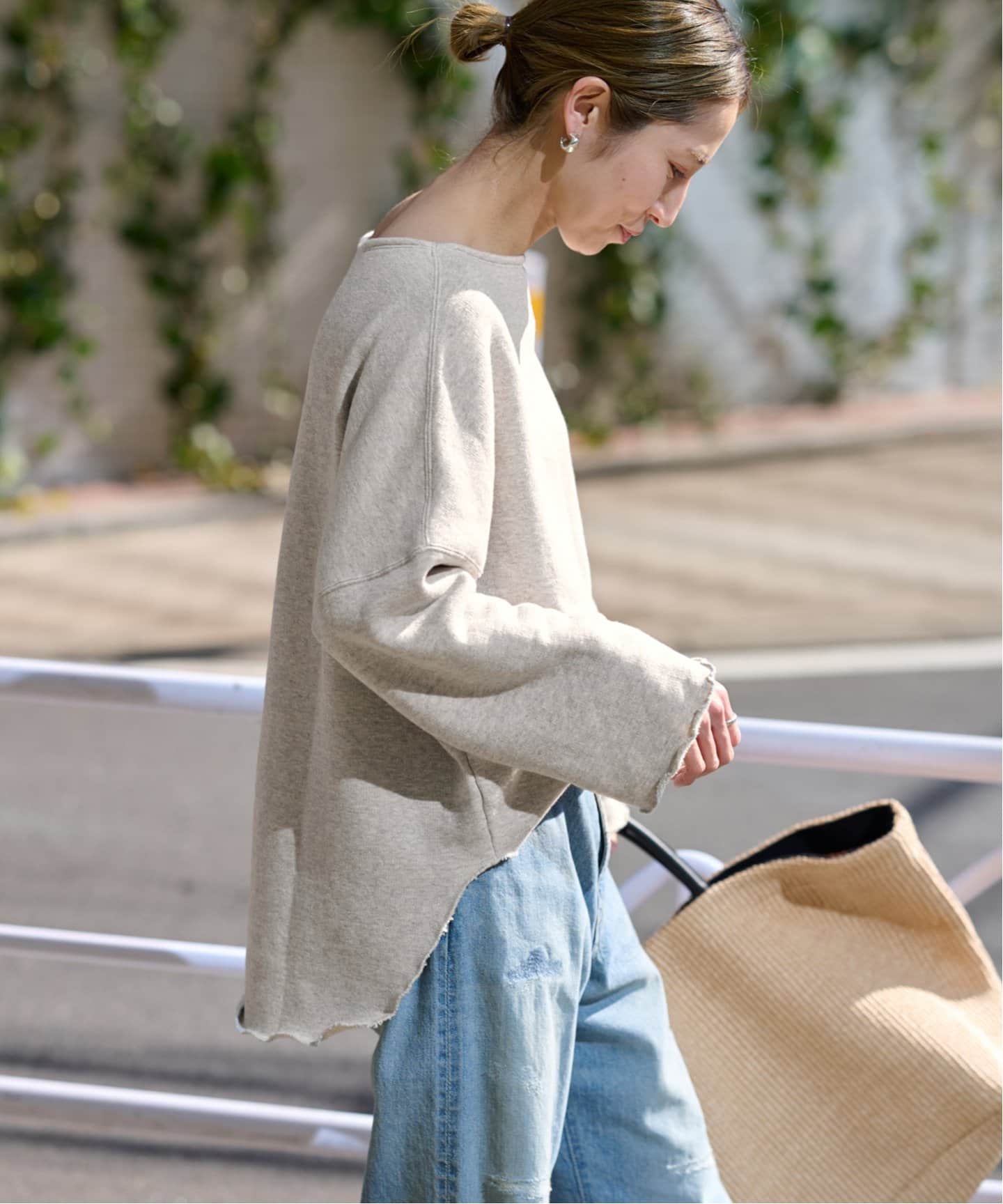 FRAMeWORK リヨセルコットンボートネックSWEAT ブラック ≪追加≫コットンリヨセルボートネックSWEAT（スウェット
