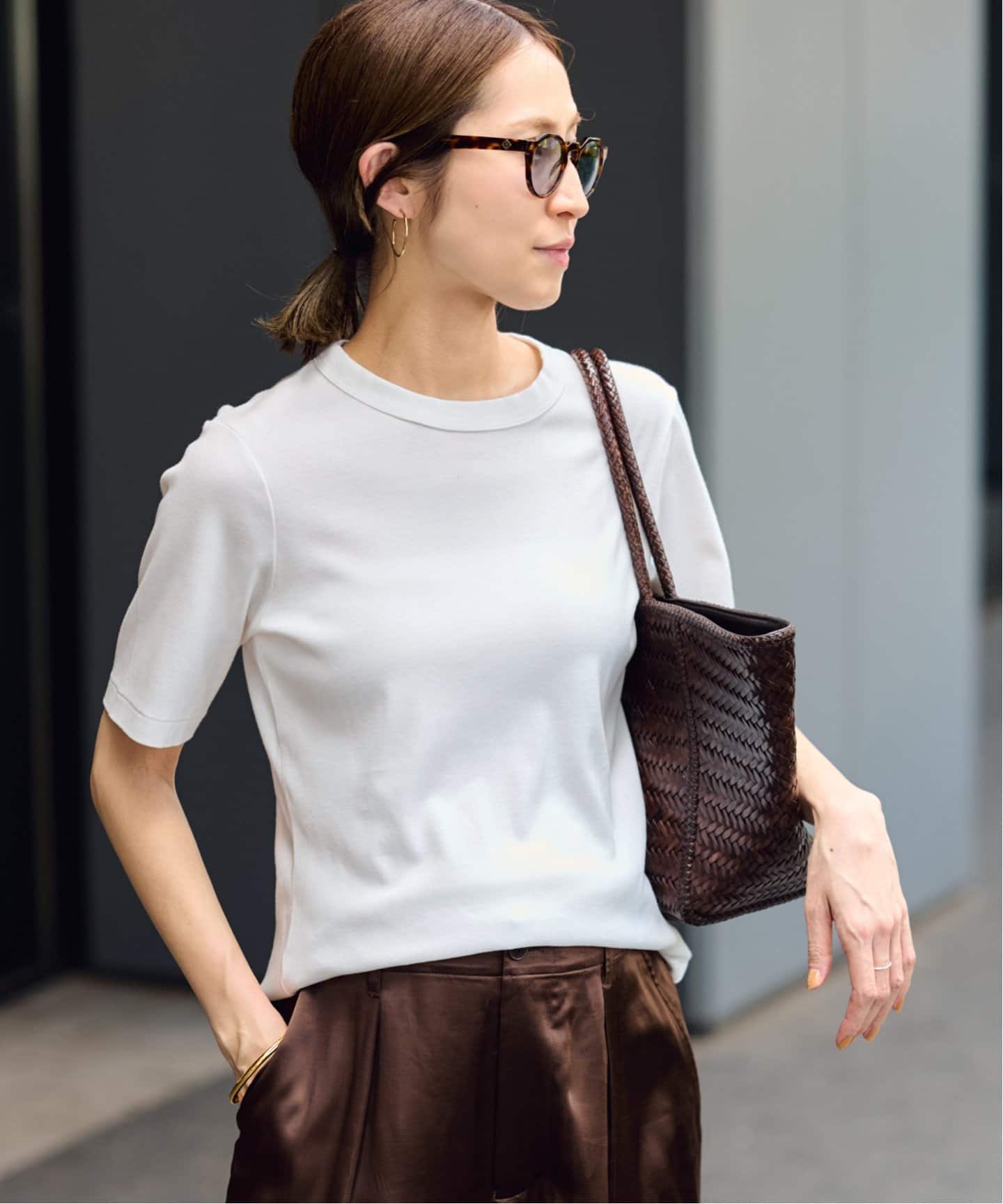 タグあり　フレームワーク ギザコットンコンパクトTEE ホワイト ≪追加≫ギザコットンコンパクトTEE（Tシャツ／カットソー