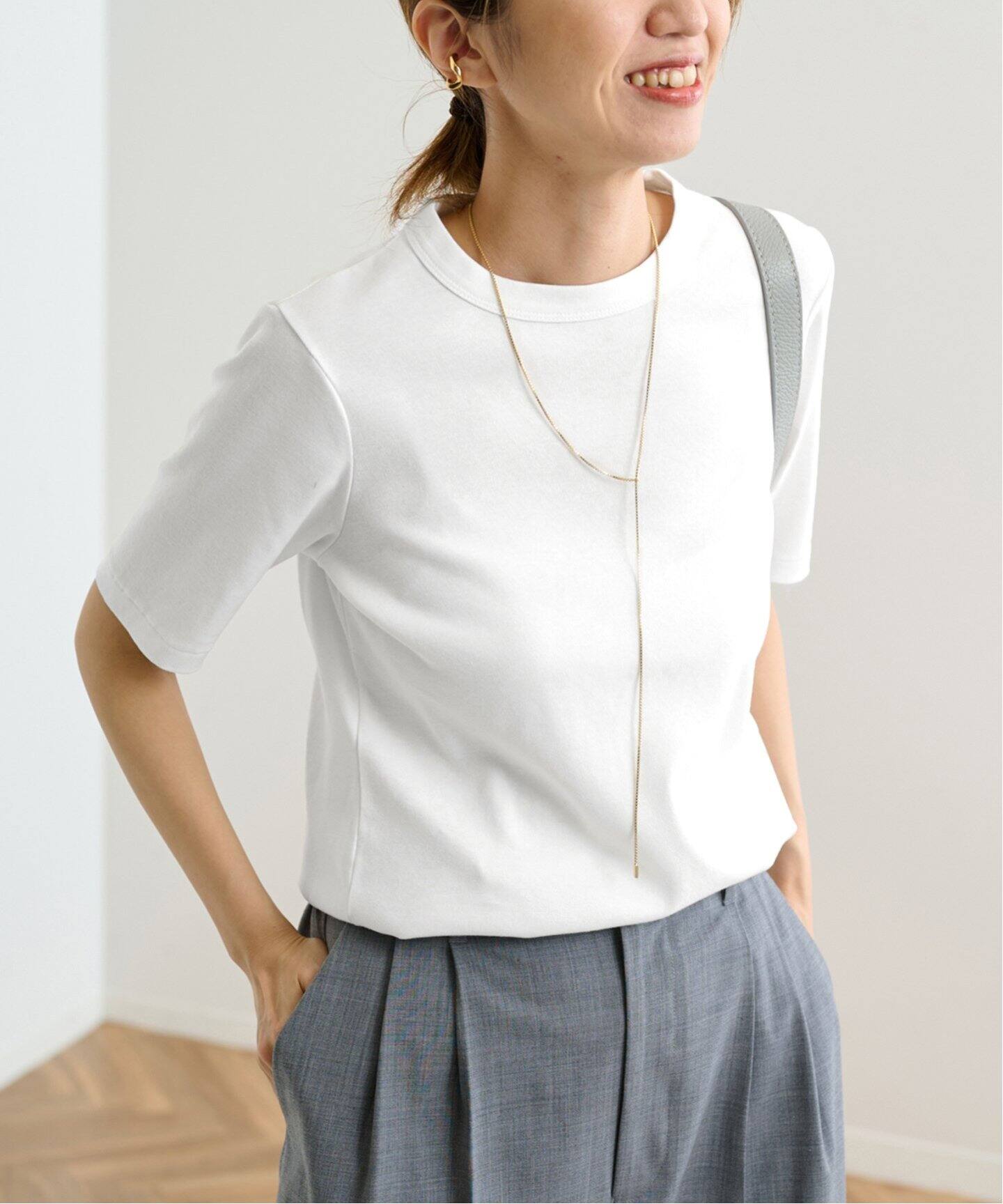 タグあり　フレームワーク ギザコットンコンパクトTEE ホワイト ≪追加≫ギザコットンコンパクトTEE（Tシャツ／カットソー