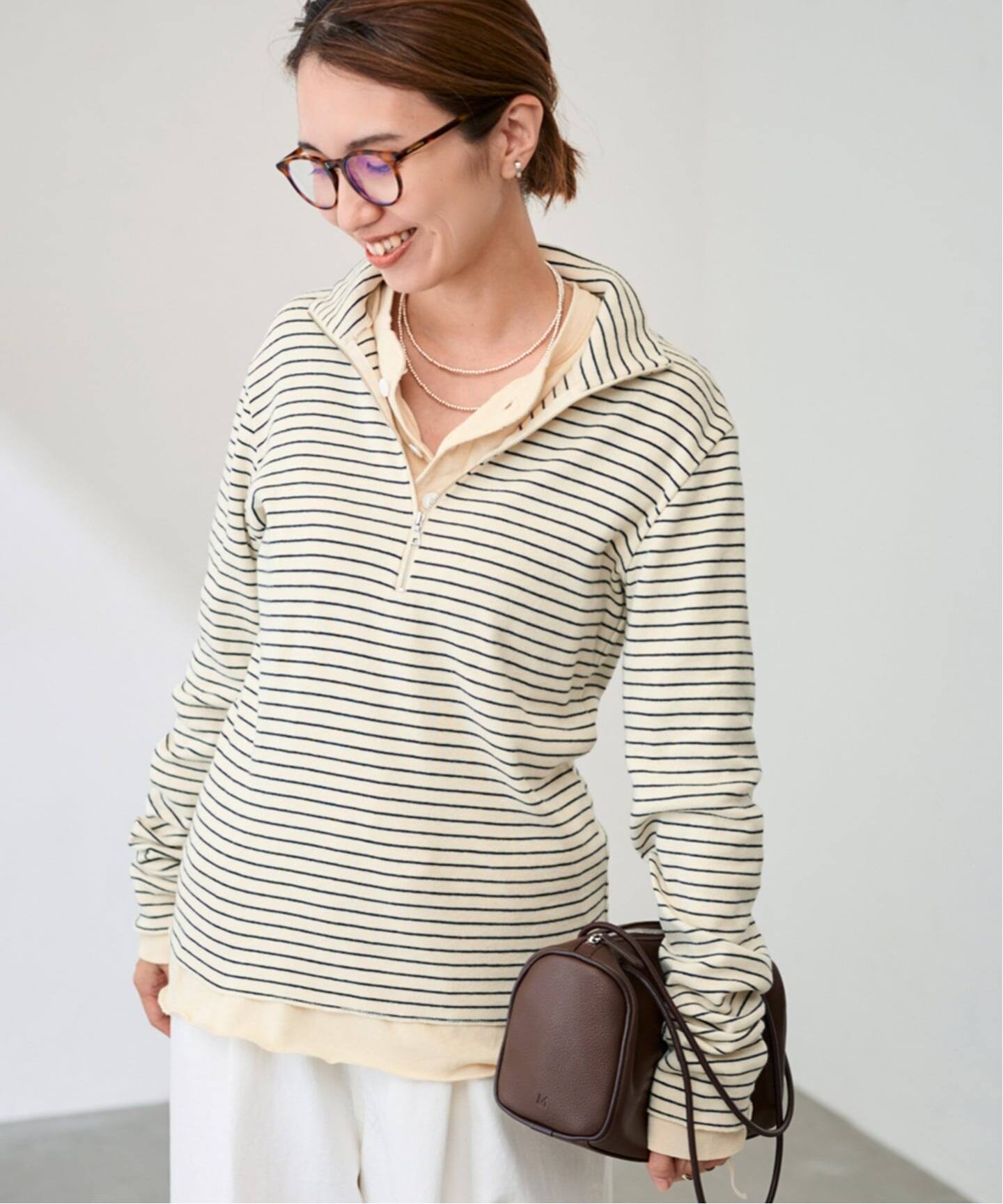 Healthknit/ヘルスニット クラシックフライスハーフジップハイネック
