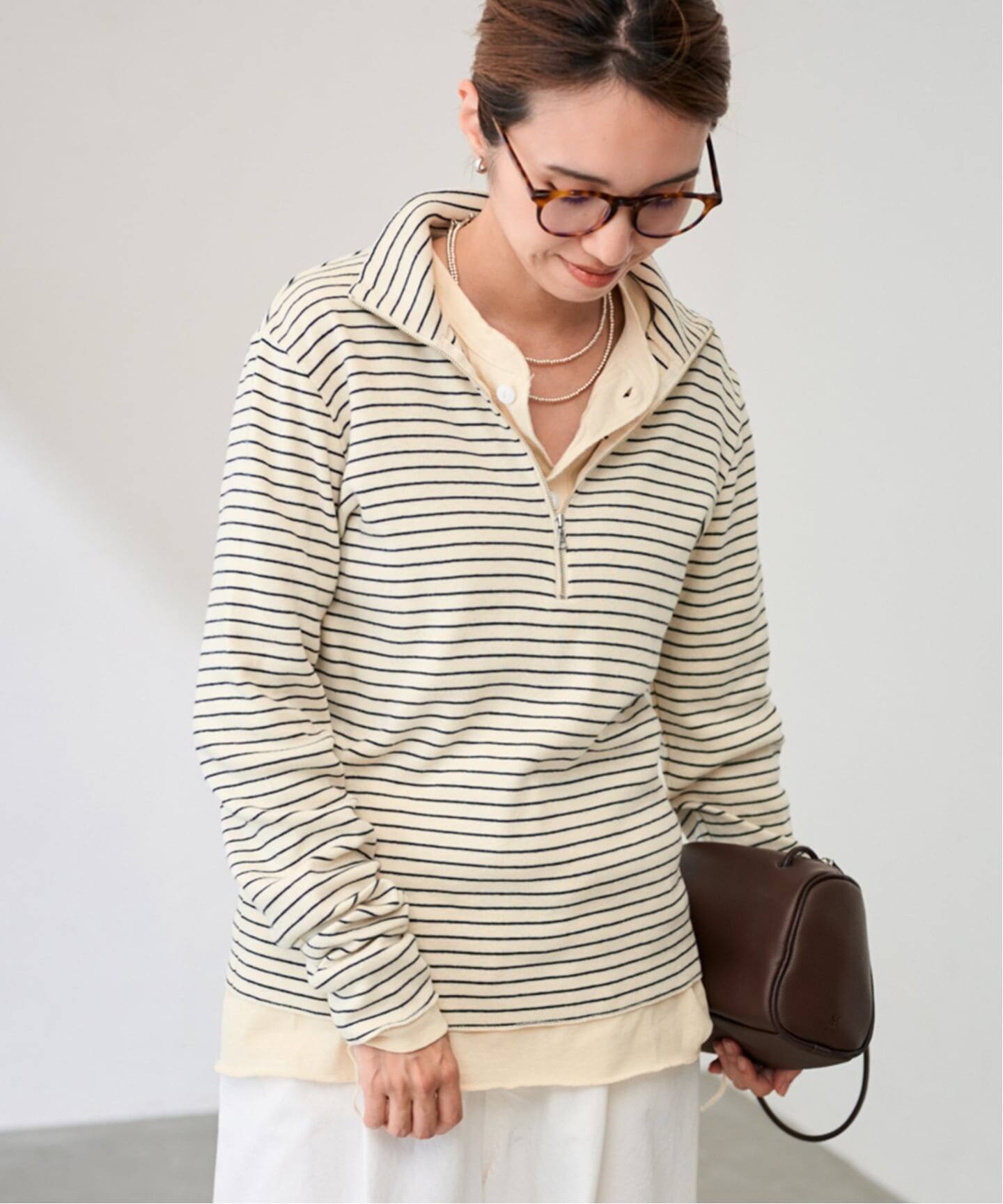 Healthknit/ヘルスニット クラシックフライスハーフジップハイネック