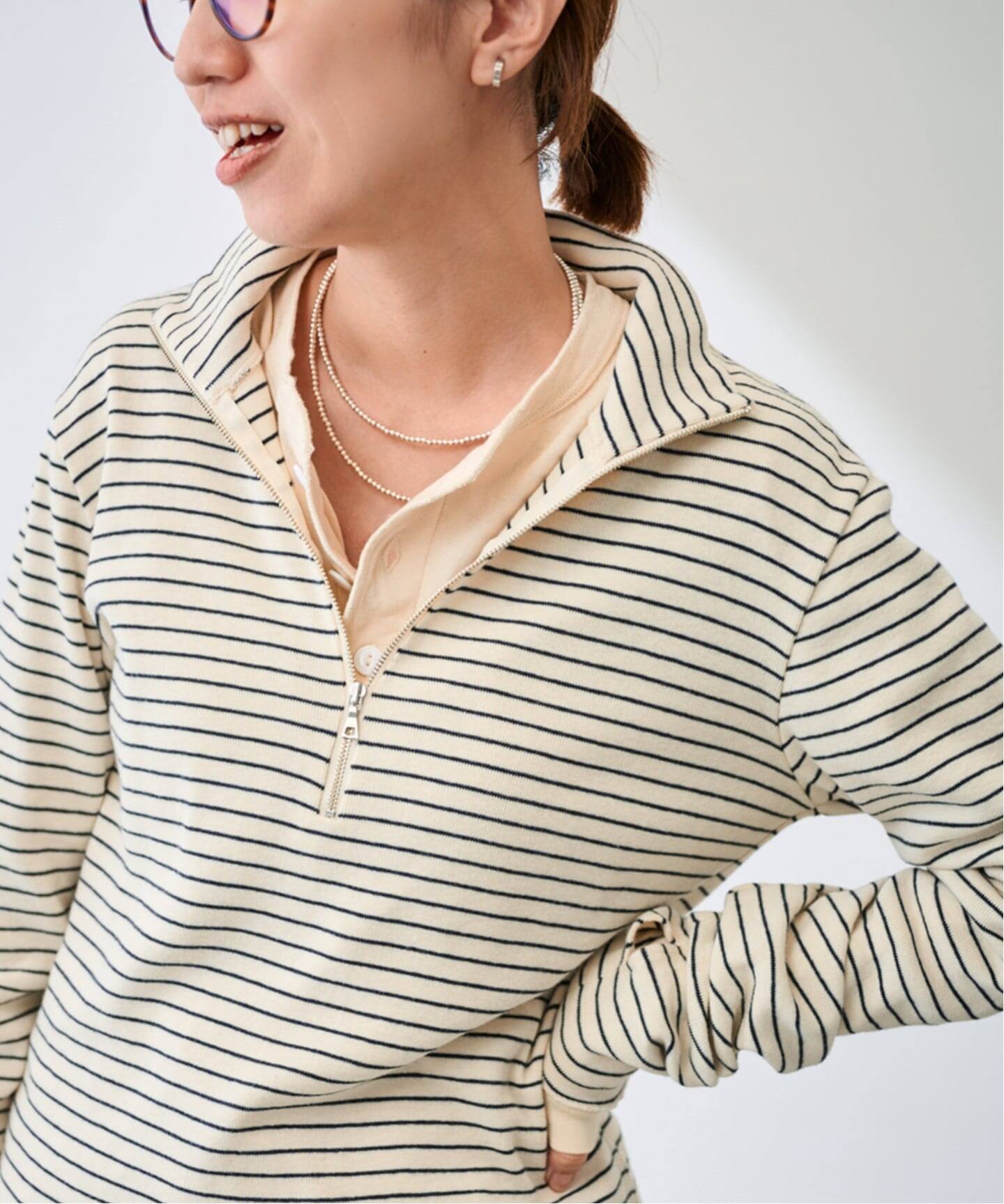Healthknit/ヘルスニット クラシックフライスハーフジップハイネック