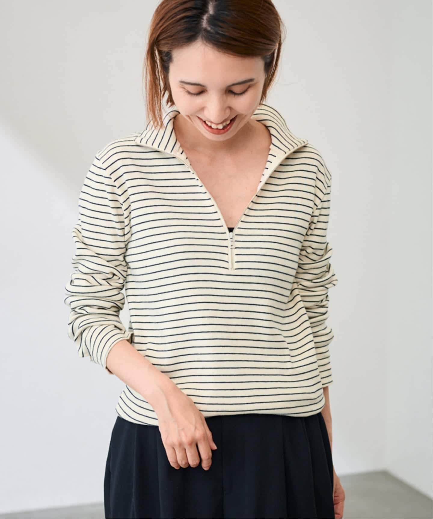 Healthknit/ヘルスニット クラシックフライスハーフジップハイネック