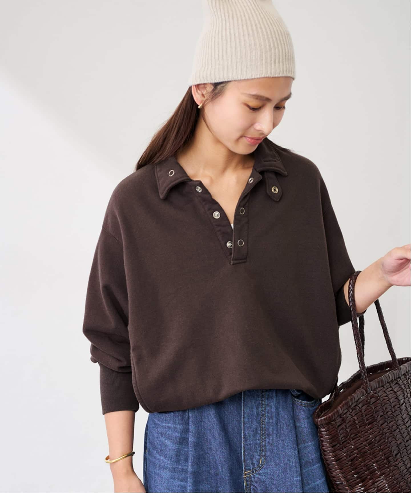 JANE SMITH/ジェーンスミス FROSTING COTTON FLEECE SNAP C