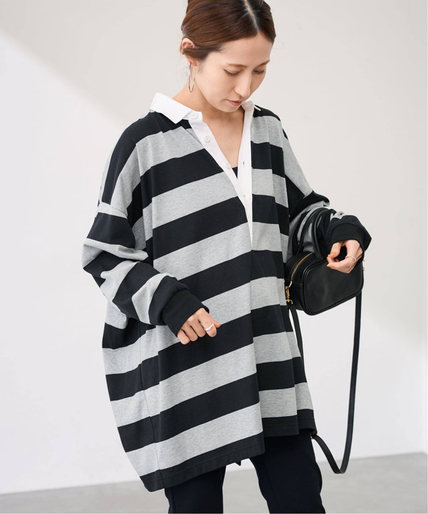 タグ付き新品　フレームワーク　シャツ　ボーダー FRAMeWORK（フレームワーク）の「ボーダースクエアT◇（Tシャツ