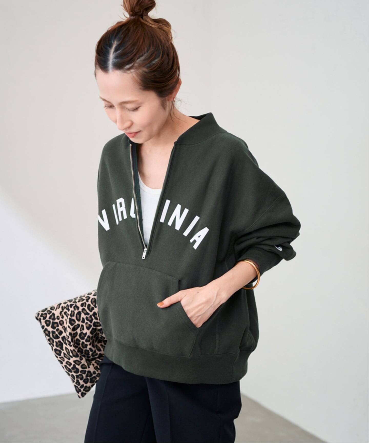 Champion/チャンピオン 別注REVERSE WEAVE11.5OZロゴハーフジップ 