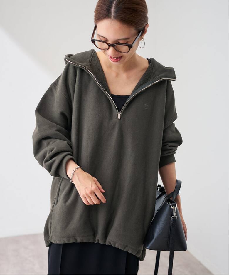Champion 別注REVERSE WEAVE11.5OZフードハーフジップドロストプル 
