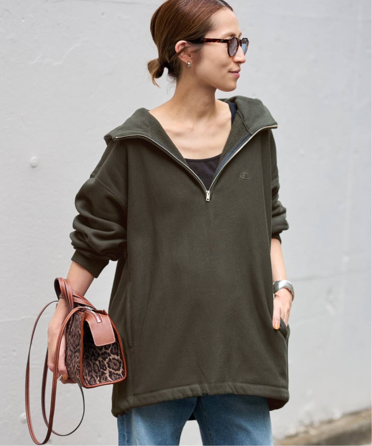 ≪予約≫Champion 別注REVERSE WEAVE11.5OZフードハーフジップ