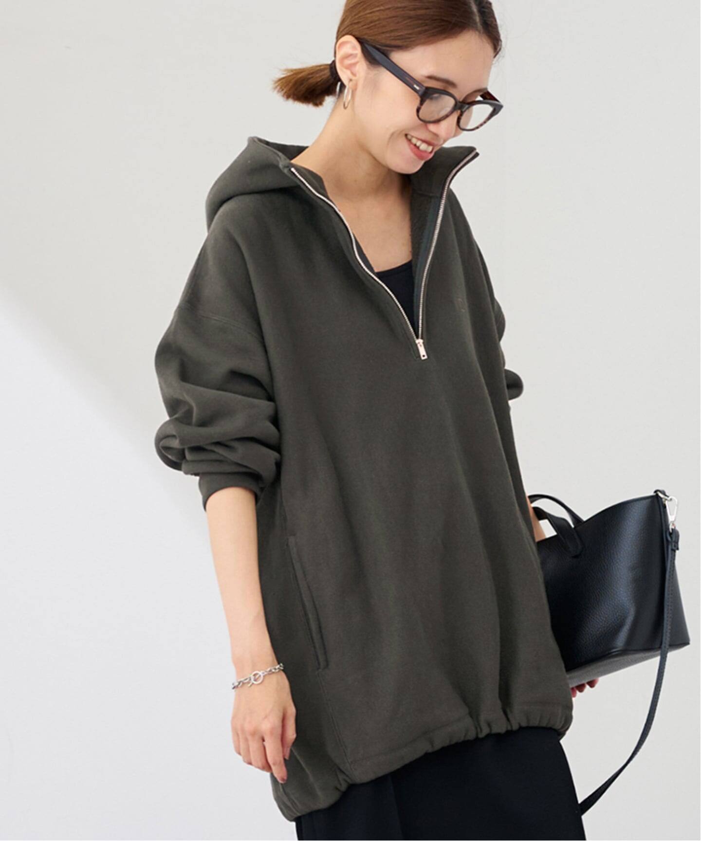 Champion 別注REVERSE WEAVE11.5OZフードハーフジップドロスト