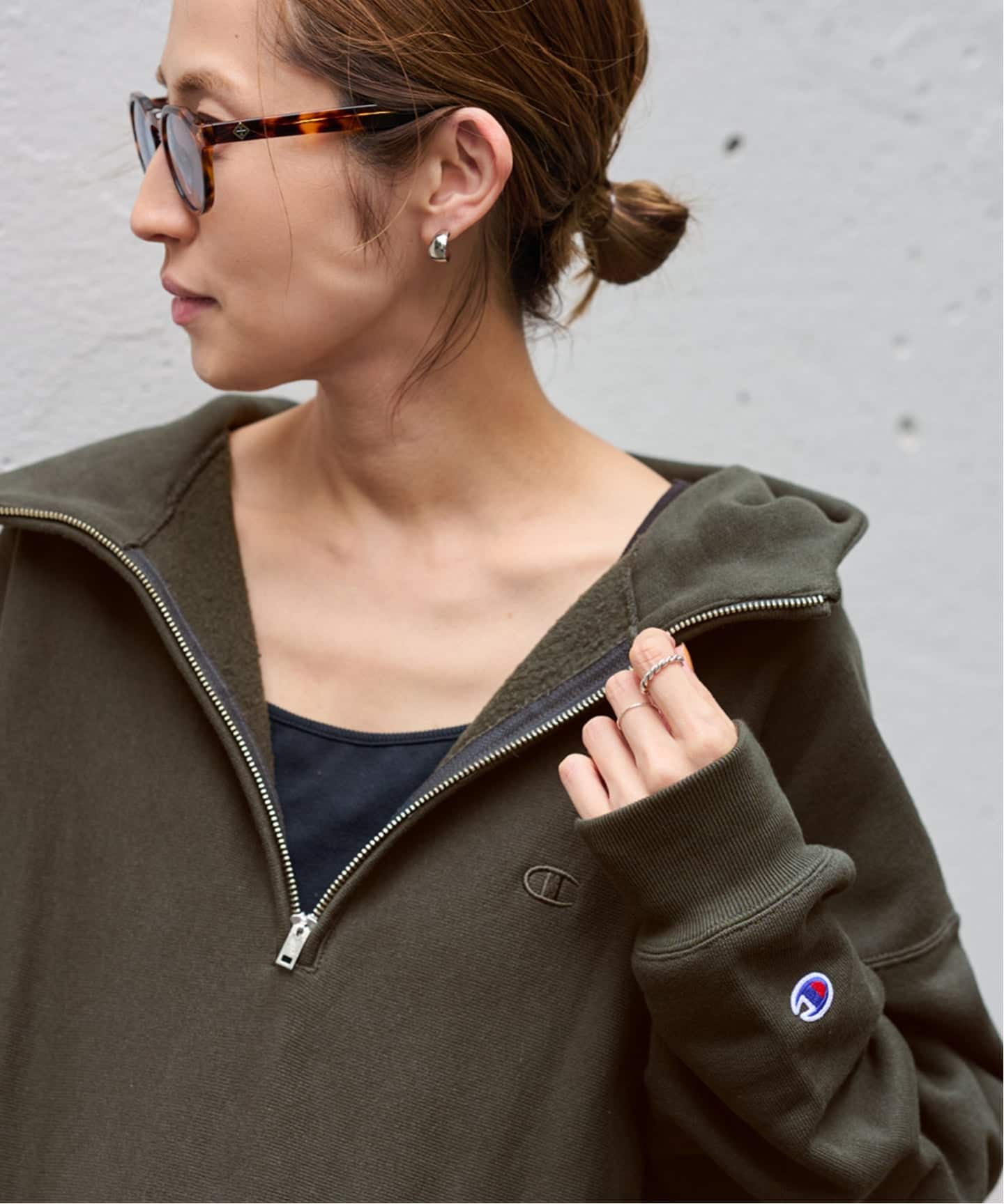 ≪予約≫Champion 別注REVERSE WEAVE11.5OZフードハーフジップ
