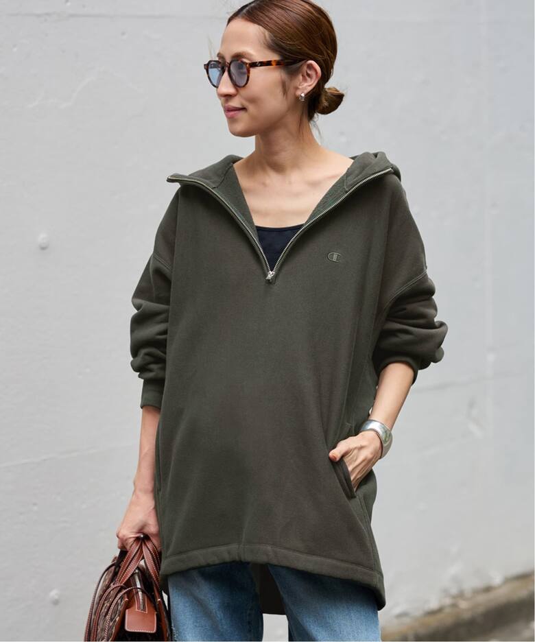 Champion 別注REVERSE WEAVE11.5OZフードハーフジップドロストプル 