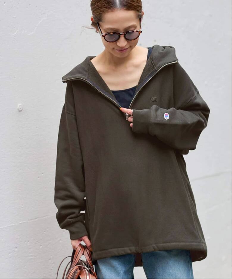 Champion 別注REVERSE WEAVE11.5OZフードハーフジップドロストプル 