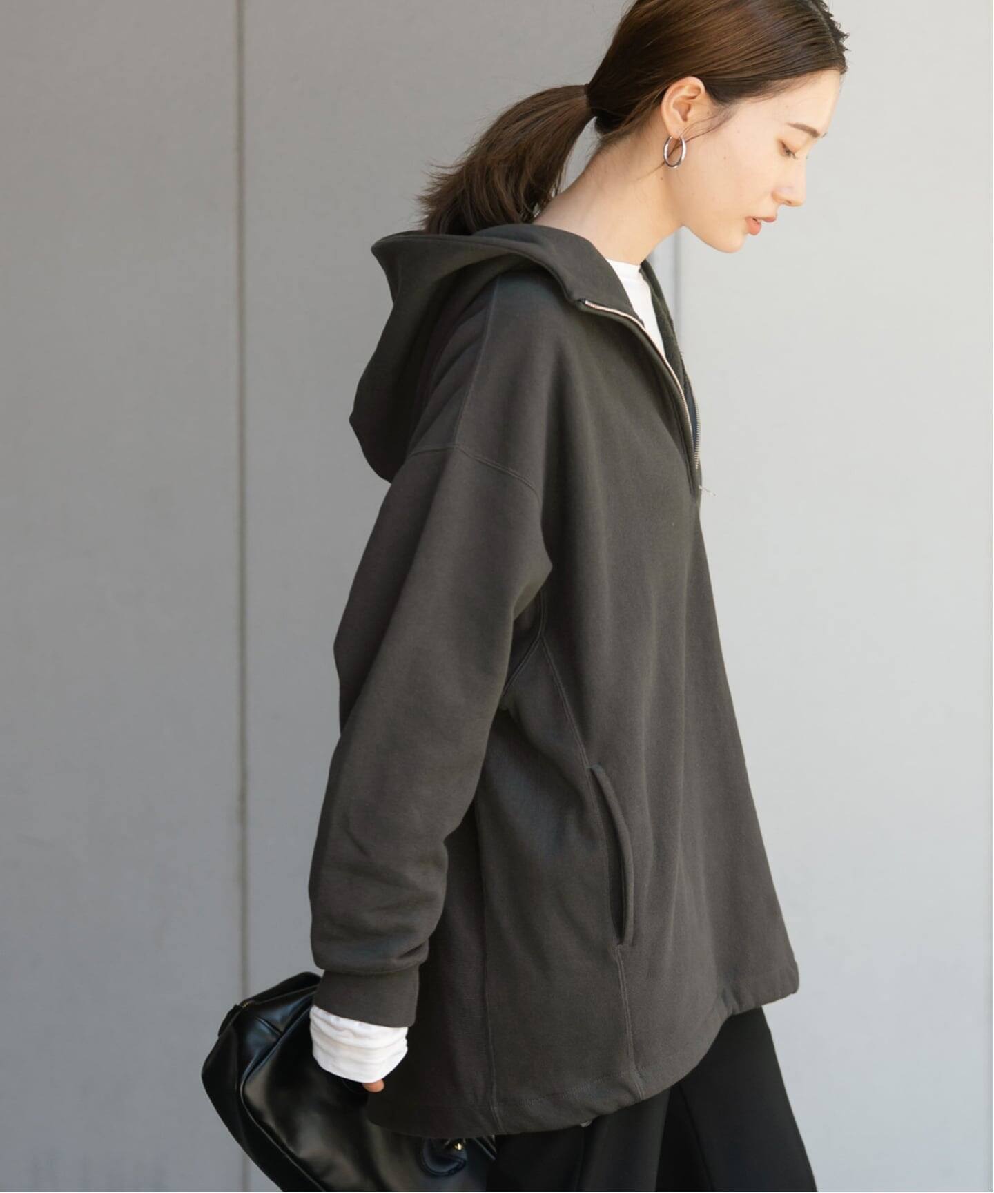Champion 別注REVERSE WEAVE11.5OZフードハーフジップドロストプル 