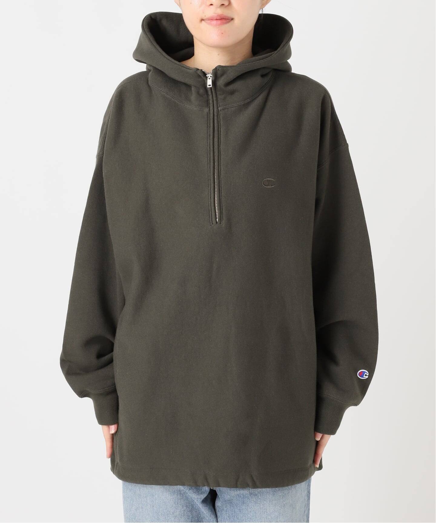FRAMeWORK別注チャンピオン ハーフジップスエット ≪予約≫Champion 別注REVERSE WEAVE11.5OZフードハーフジップ