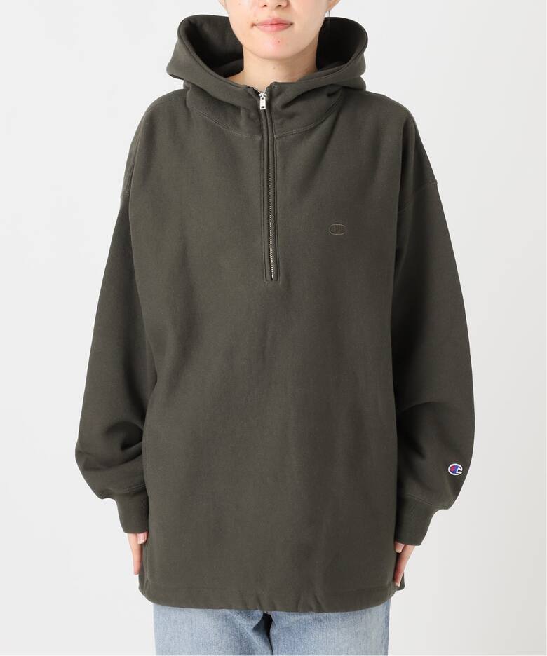 Champion 別注REVERSE WEAVE11.5OZフードハーフジップドロストプル 