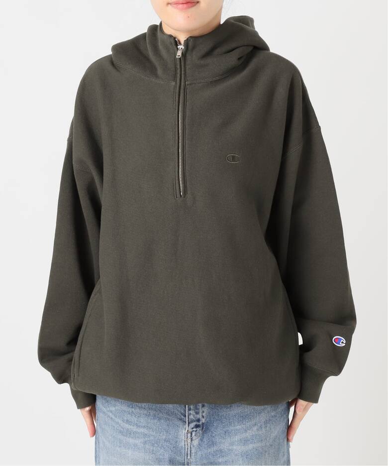 Champion 別注REVERSE WEAVE11.5OZフードハーフジップドロストプル 