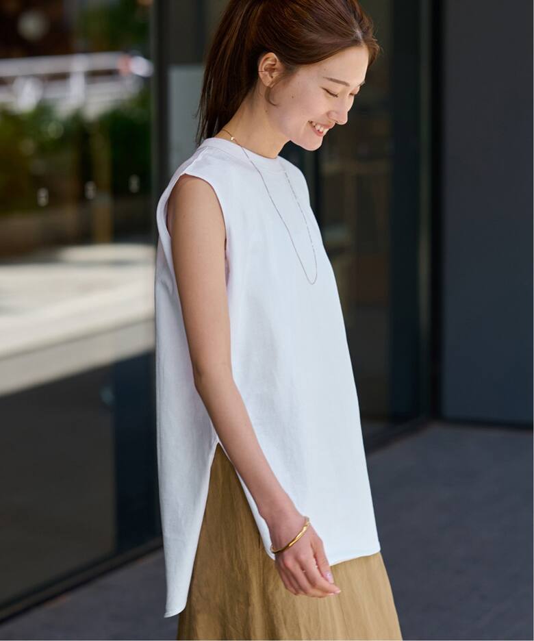 ≪予約≫ATON/エイトン 12/-AIR SPINNING ROUND HEM タンクトップ  