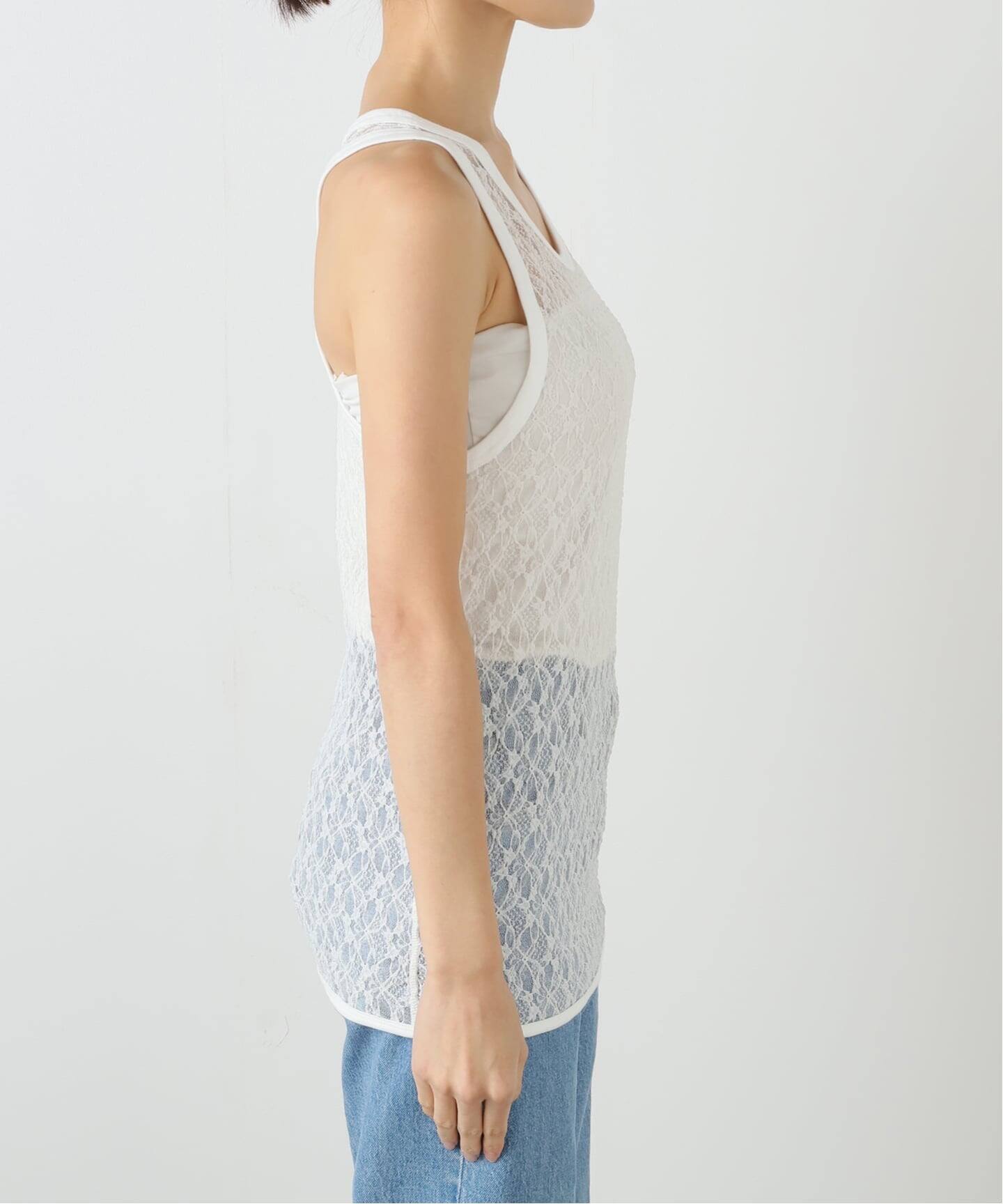 ≪追加≫IRONING/アイロニング flower lace タンクトップ 2（タンク