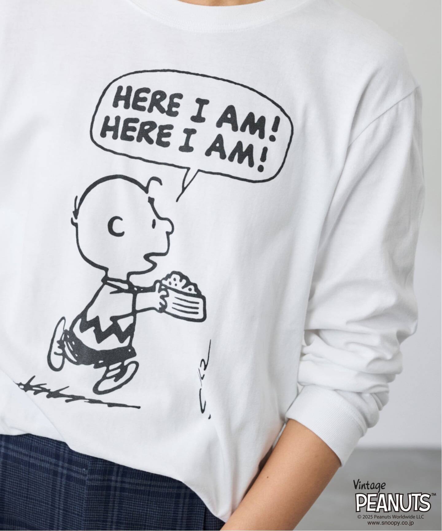 MEAN MACHINE AGE 別注 PEANUTS ロングスリーブ TEE HERE IAM（Tシャツ