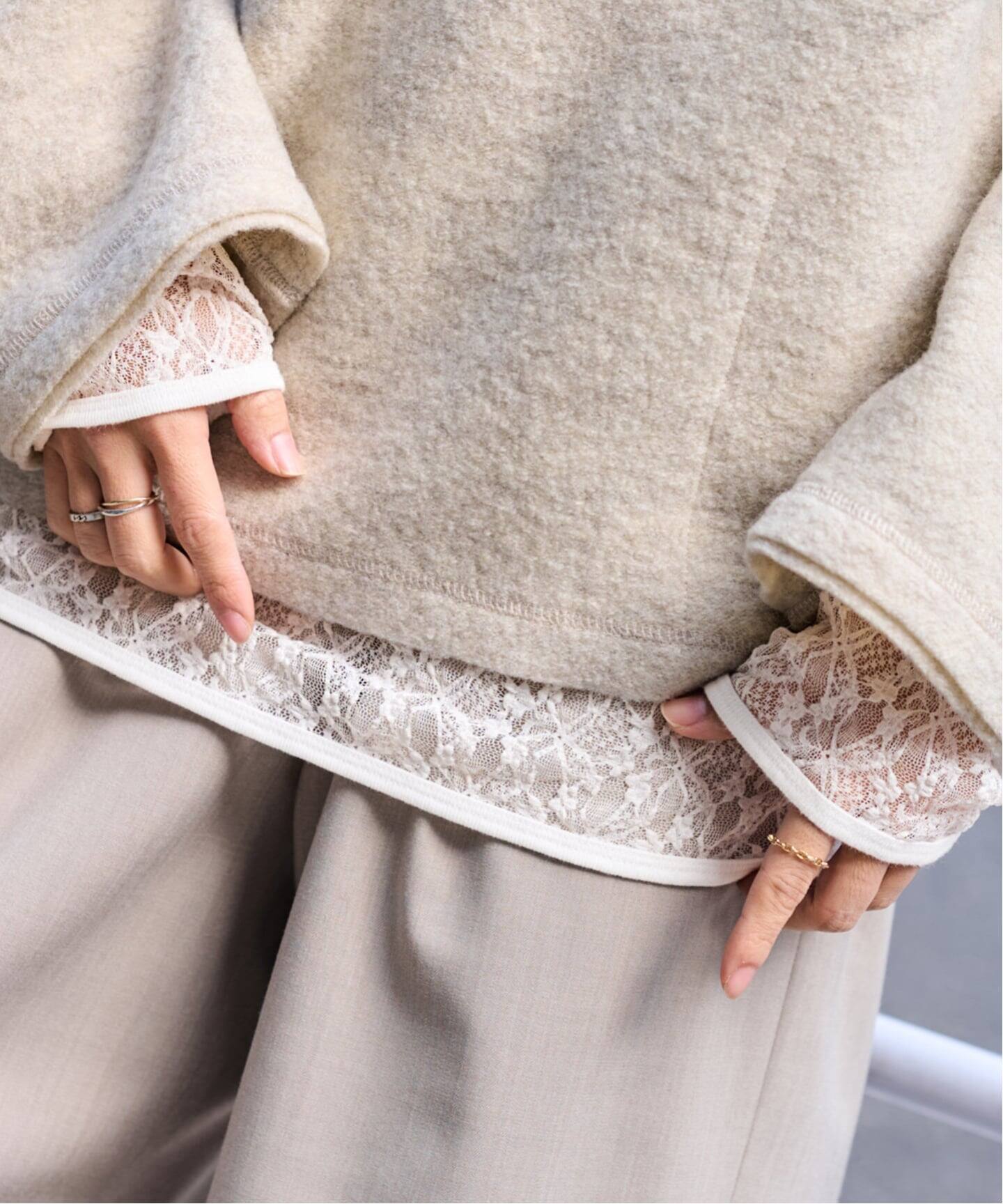 ≪追加予約≫IRONING/アイロニング flower lace ロングスリーブ