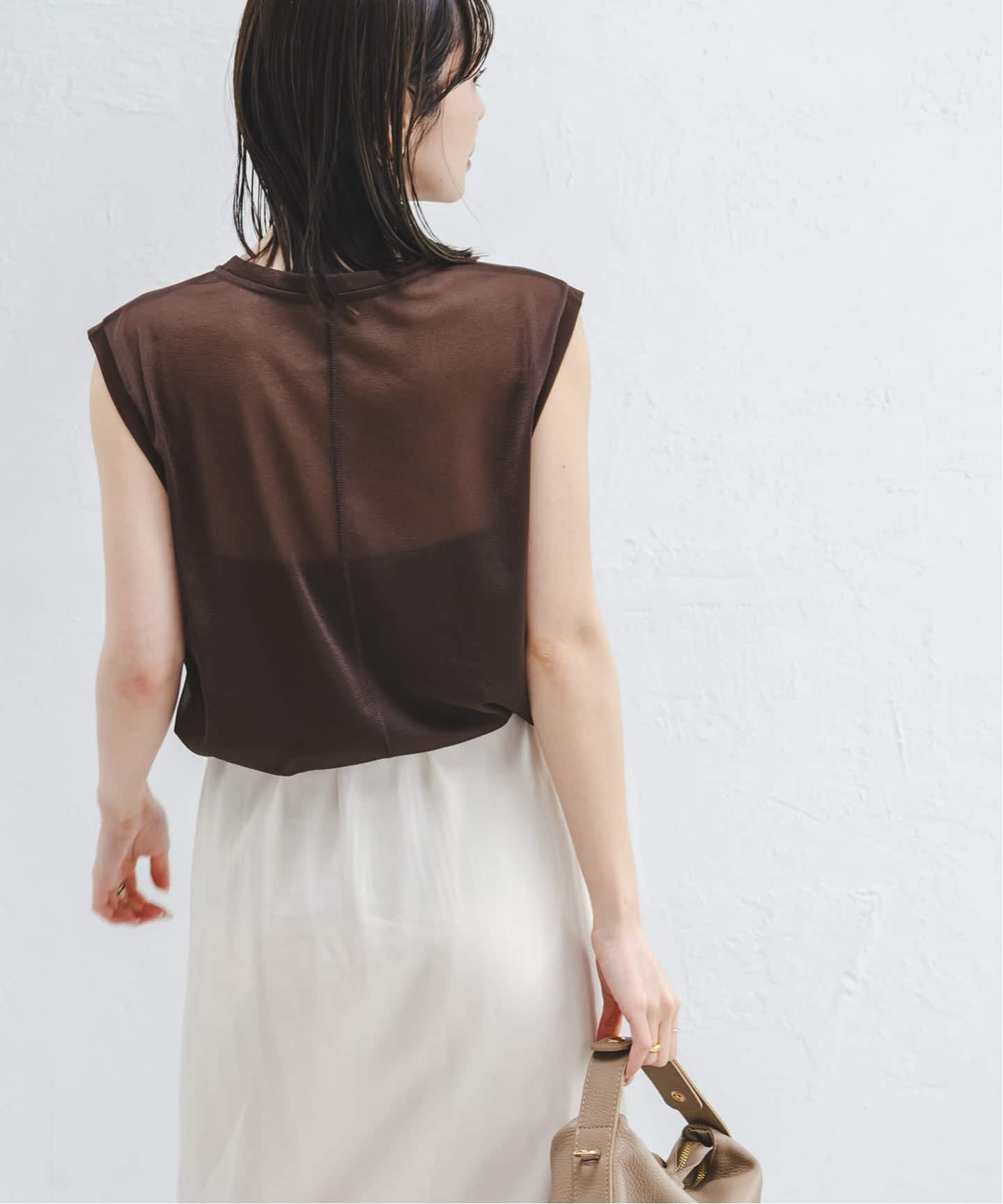 追加》シアースキニーノースリーブトップス4（Tシャツ