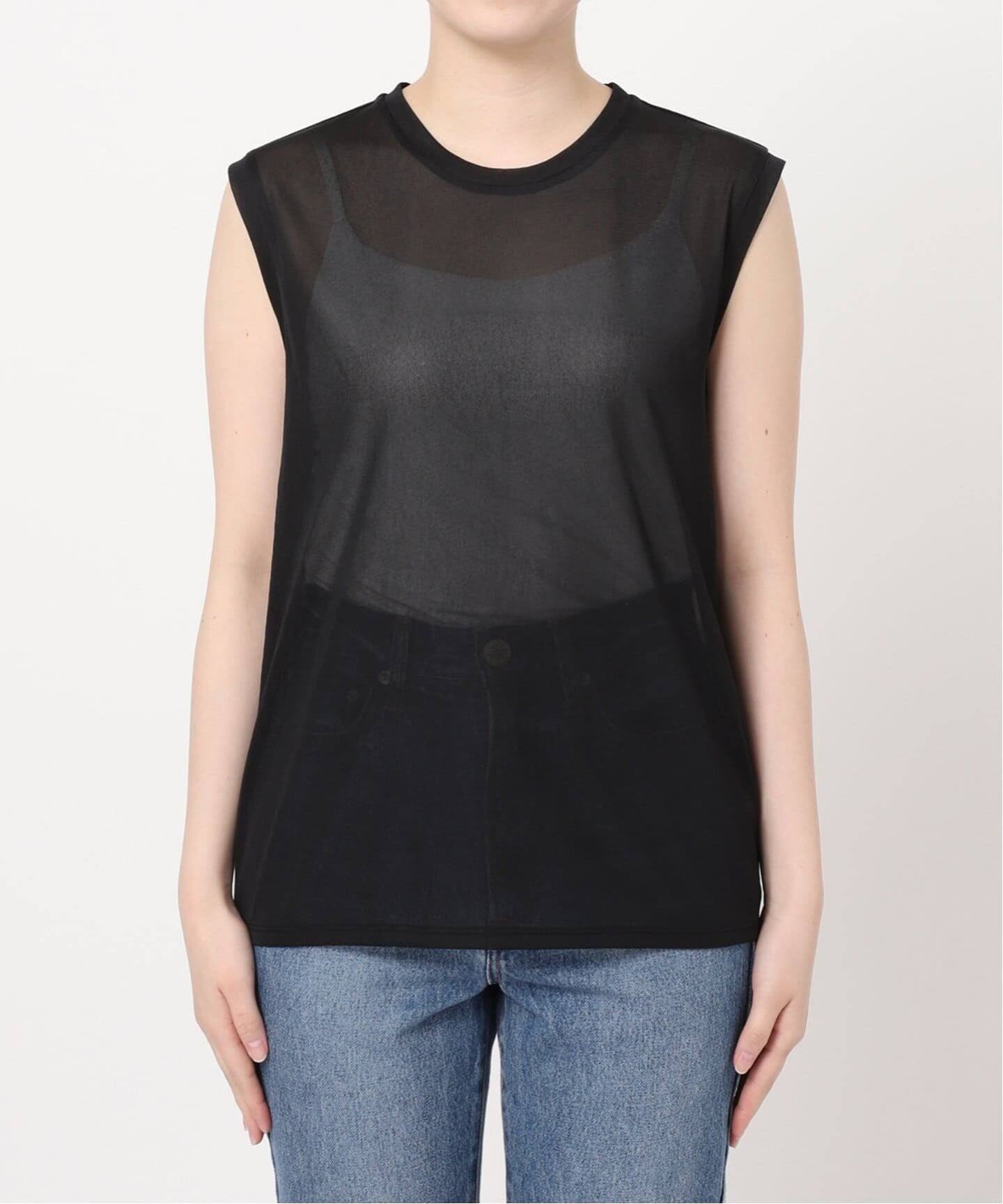 追加》シアースキニーノースリーブトップス4（Tシャツ