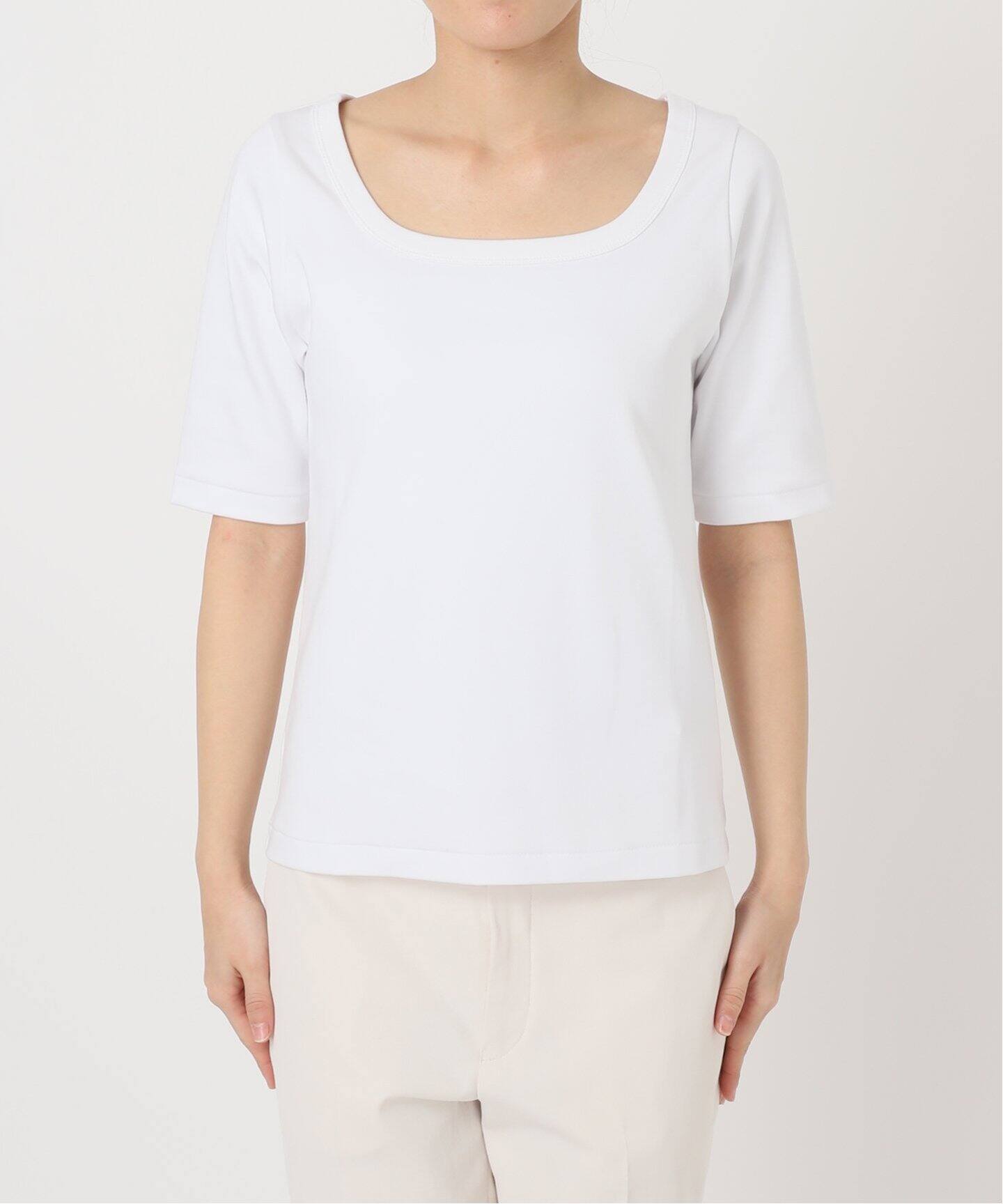 【おすすめ】 追加》スビンコットンソフトスクエアーネックTシャツ（Tシャツ トップス