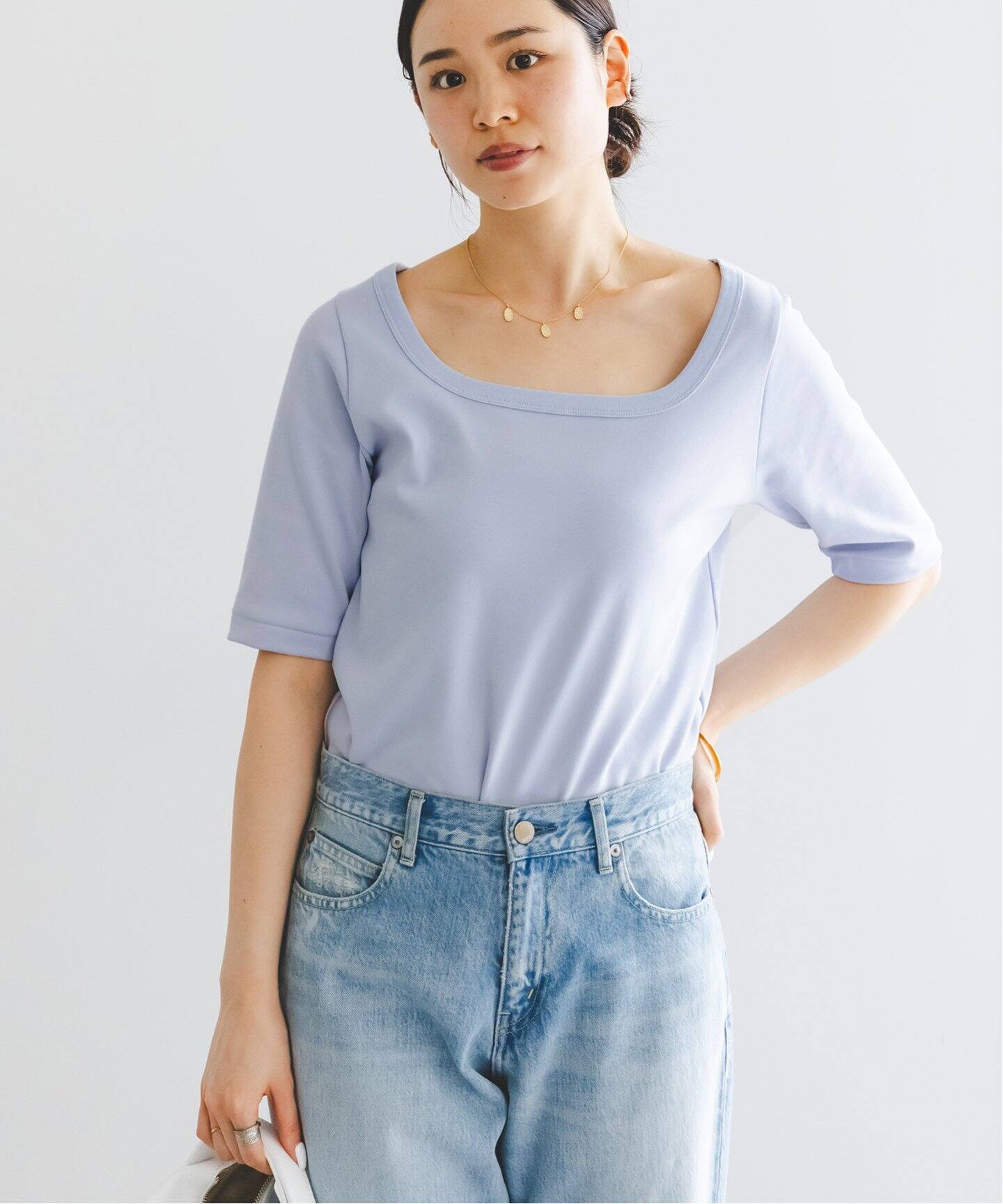 追加》スビンコットンソフトスクエアーネックTシャツ 2（Tシャツ