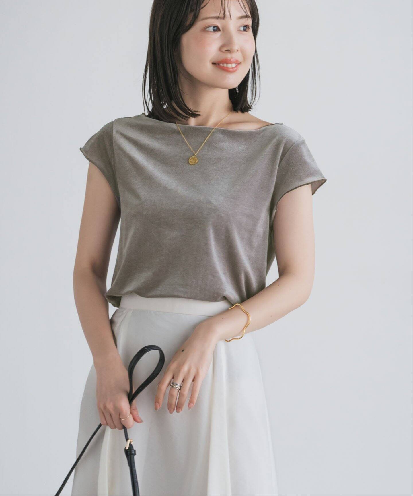 シアーベロアキャップスリーブTee　NOBLE　ノーブル シアーベロアキャップスリーブTee（Tシャツ／カットソー