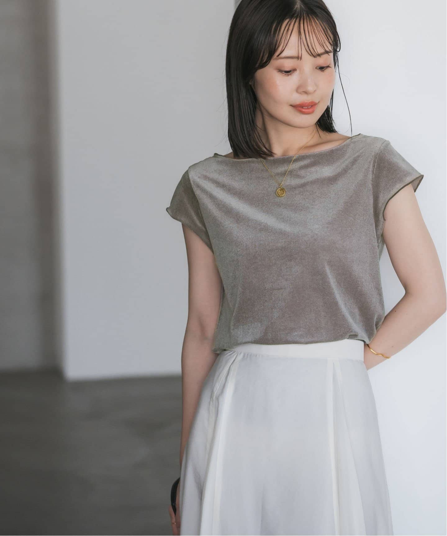 シアーベロアキャップスリーブTee NOBLE ノーブル シアーベロアキャップスリーブTee(Tシャツ/カットソー