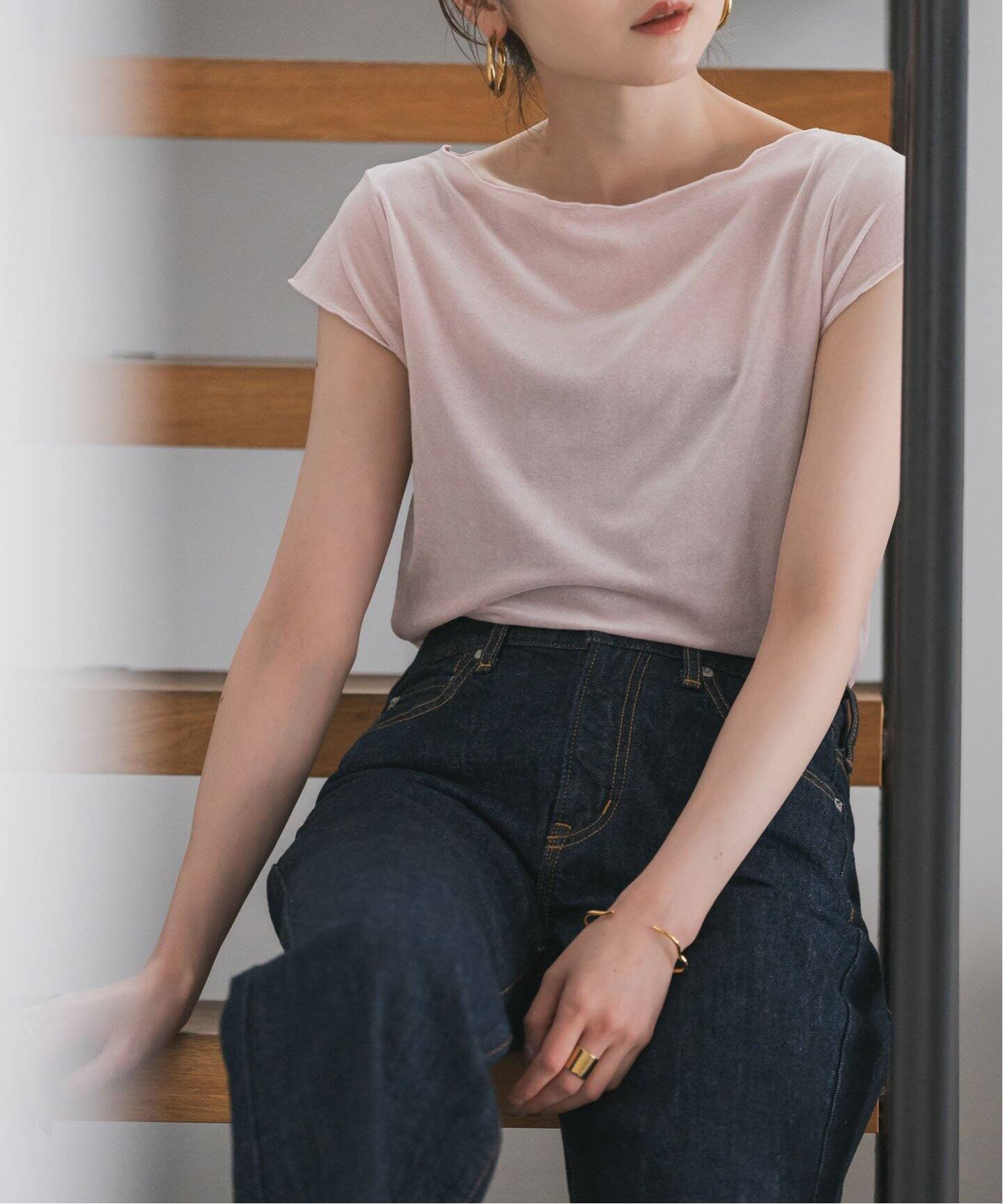 シアーベロアキャップスリーブTee（Tシャツ／カットソー）｜NOBLE 