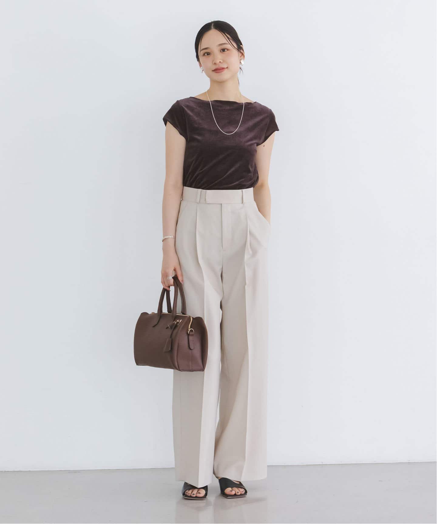 シアーベロアキャップスリーブTee　NOBLE　ノーブル シアーベロアキャップスリーブTee（Tシャツ／カットソー