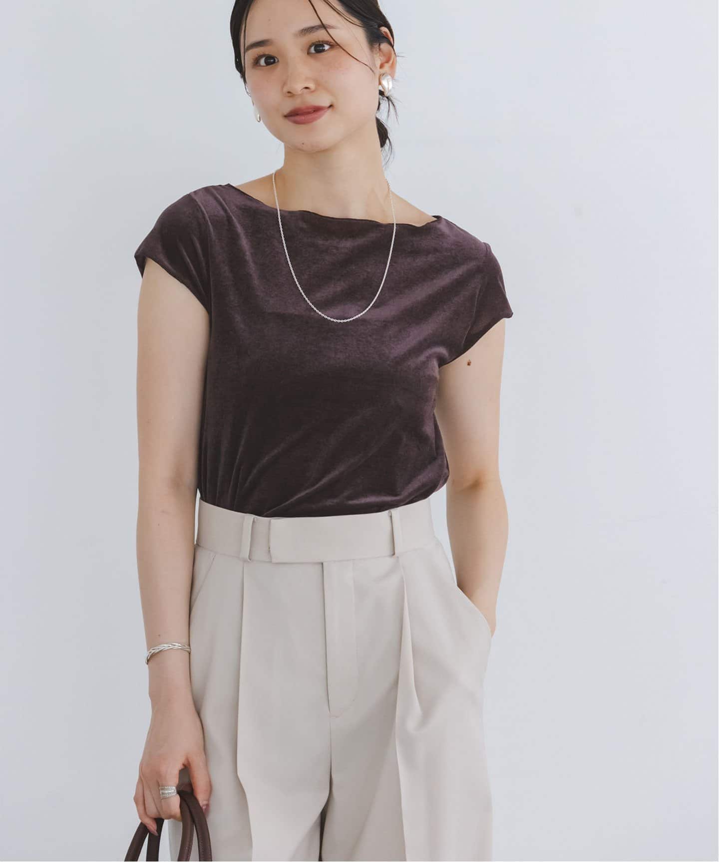 シアーベロアキャップスリーブTee　NOBLE　ノーブル 追加》シアーベロアキャップスリーブTee（Tシャツ／カットソー