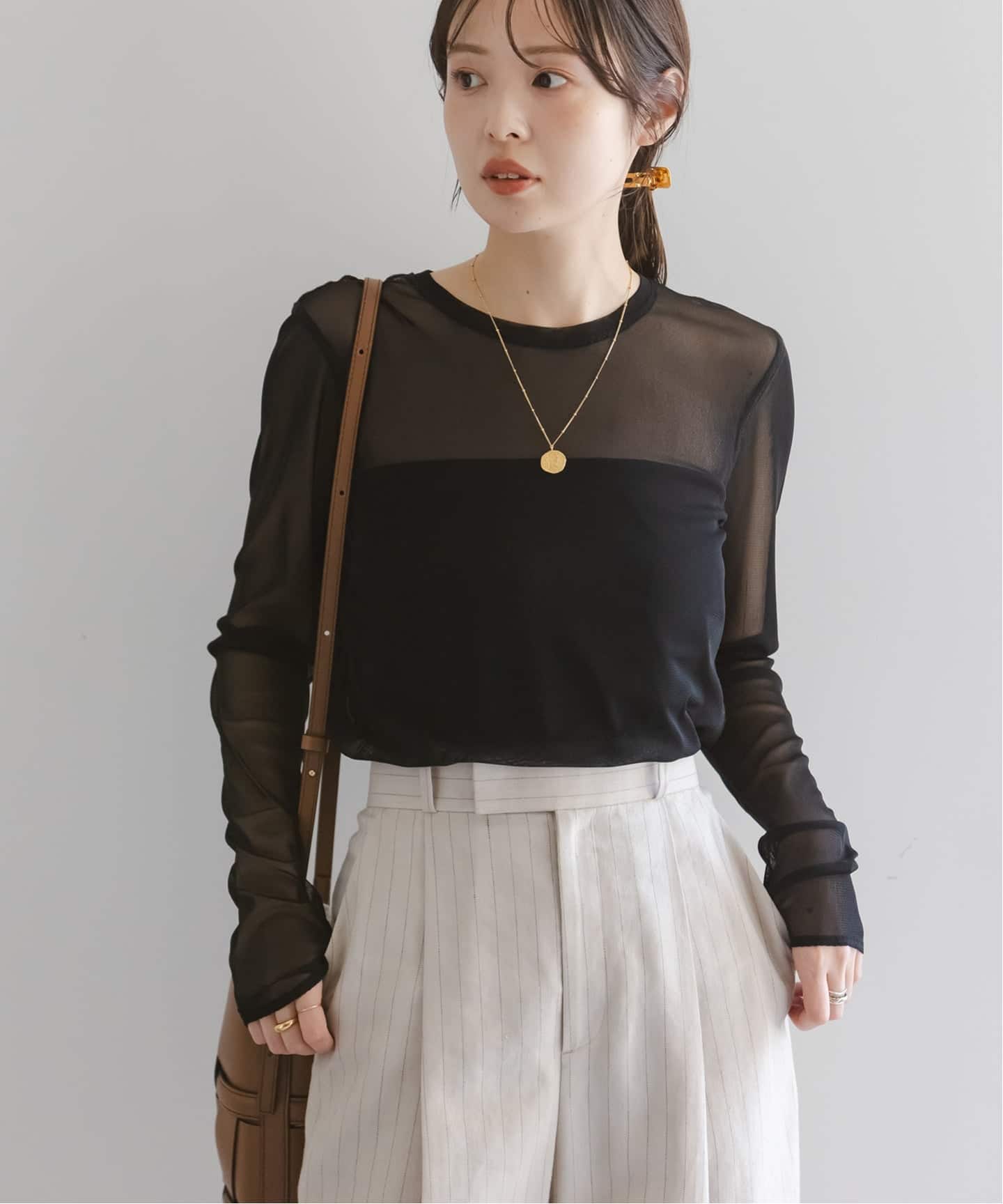 スキンチュールロングTシャツ noble ノーブル NOBLE スキンチュールロングTシャツ （ホワイト A