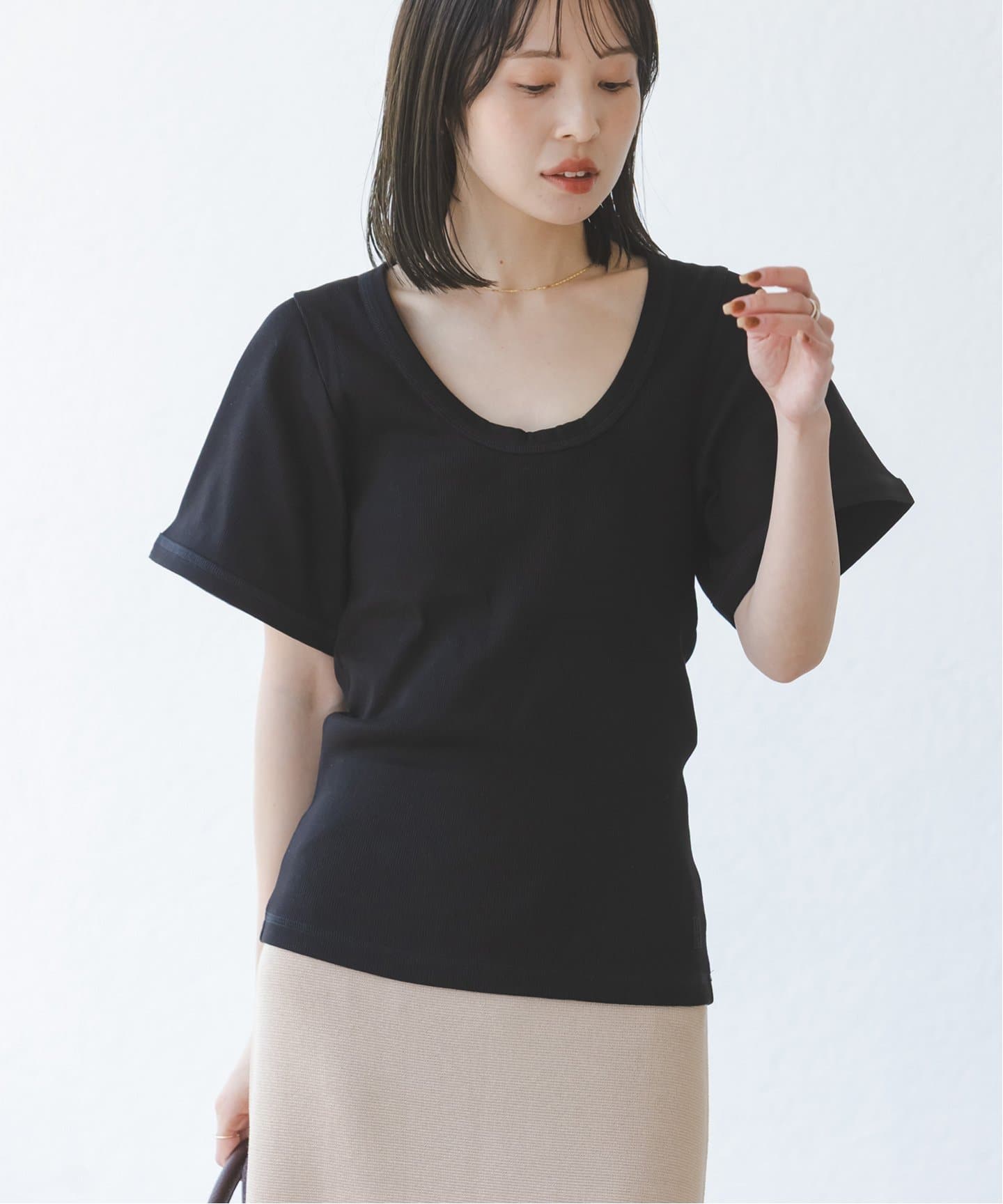 tシャツ BY MALENE BIRGER/バイマレーネビルガー リブUネックTEE レディース BY MALENE BIRGER/バイマレーネビルガー リブUネックTEE（T