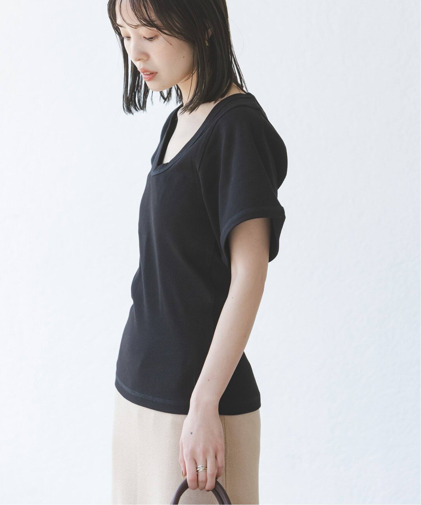 追加》BY MALENE BIRGER/バイマレーネビルガー リブUネックTEE