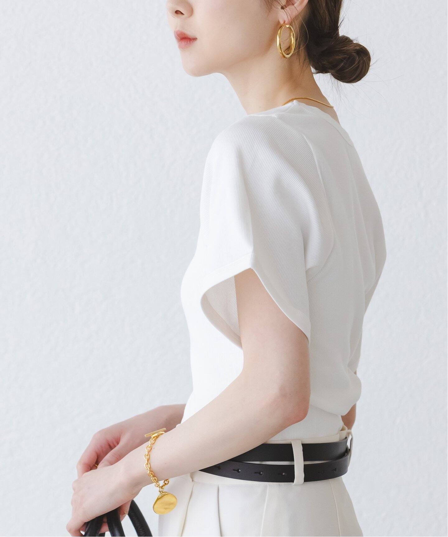 完売品　NOBLE バイマレーネビルガー リブUネックTEE BY MALENE BIRGER/バイマレーネビルガー リブUネックTEE（T