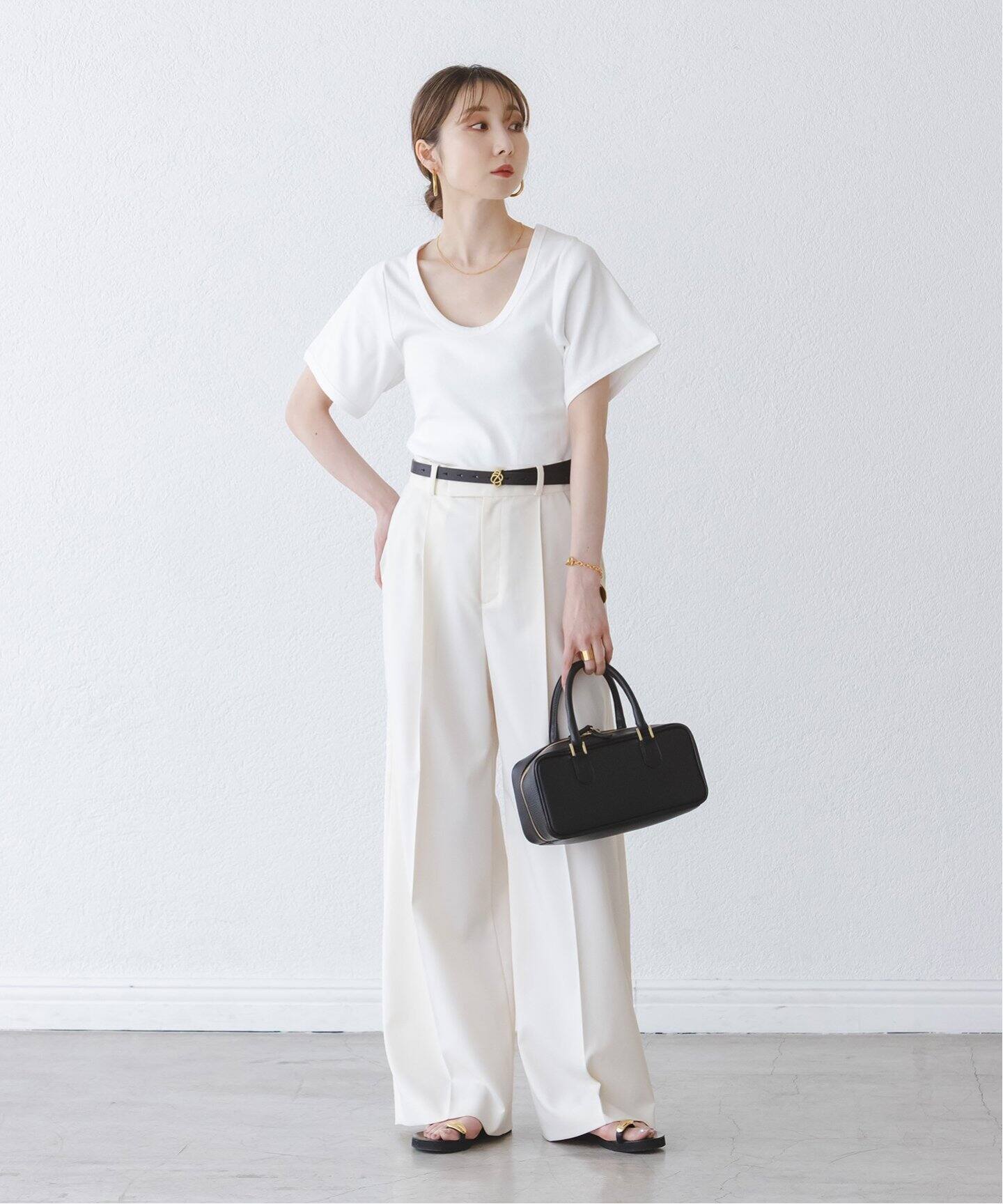 25SS Noble バイマレーネビルガー　リブUネックTee BY MALENE BIRGER/バイマレーネビルガー リブUネックTEE（T
