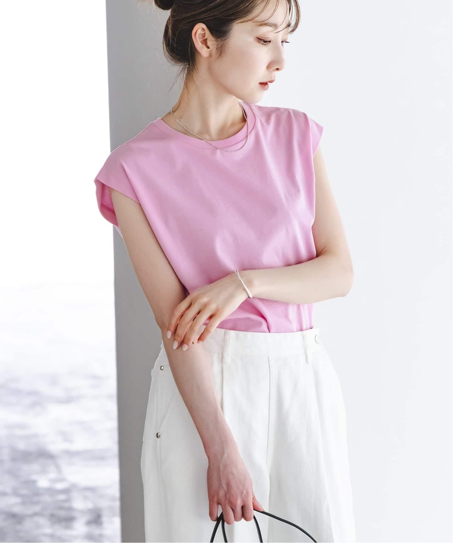 イレーヴ　YLEVE ノースリーブ　カットソー WEB限定追加》YLEVE/イレーヴ オーガニックコットンノースリーブ（T